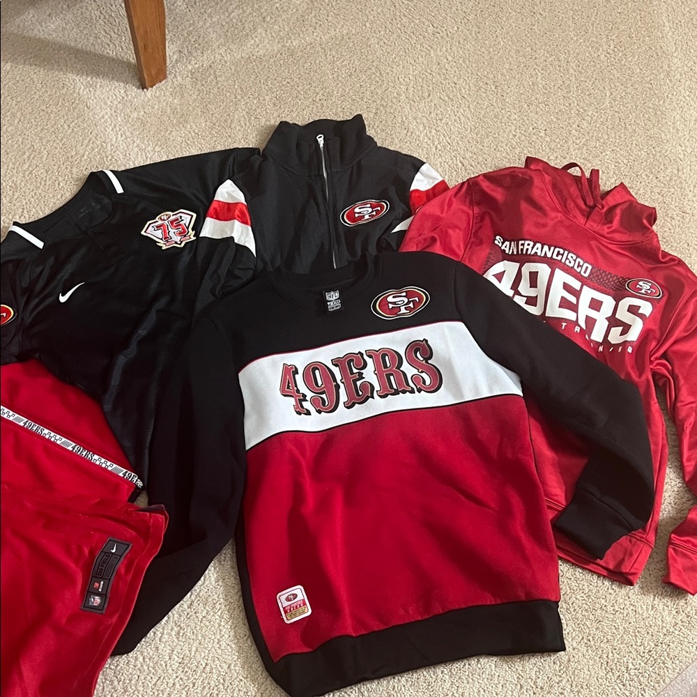 NFL 49ers Bundle Jackets and Tops in Red and Black sz Med and Small